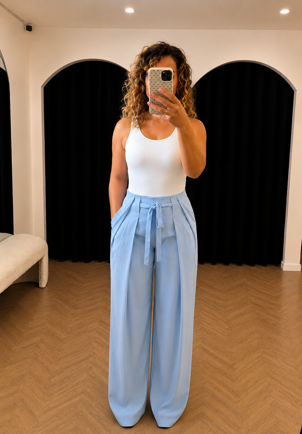 Pantalon lacet bleu
