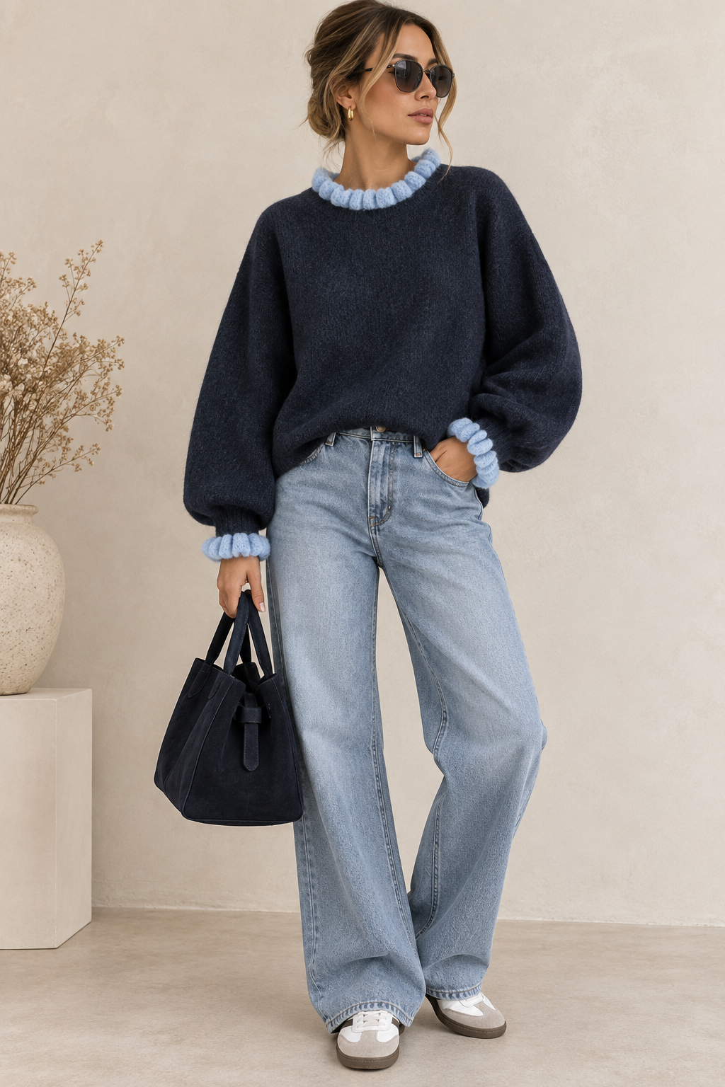 Pull Louna – Marine & Bleu Ciel