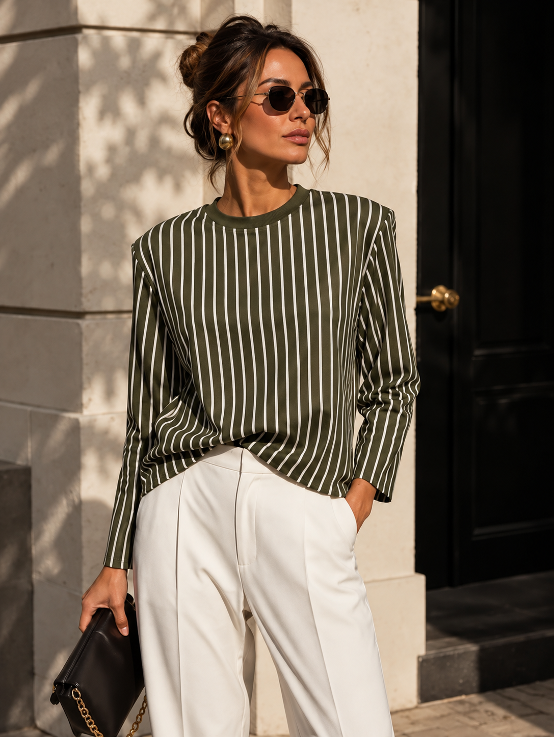 Pull rayé kaki & écru 🤎