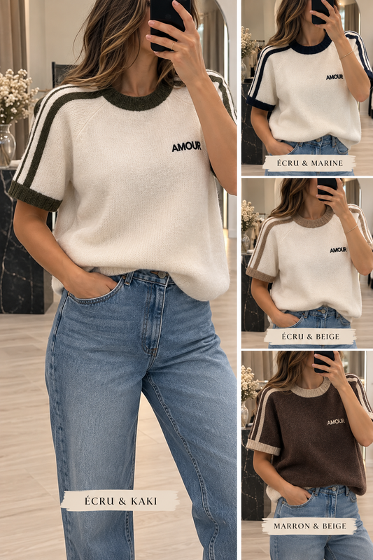 Pull manches courtes “AMOUR” – Taille unique